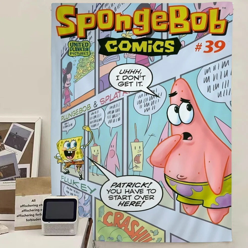 S-SpongeBob Fun Cartoon Chart Tapestry
