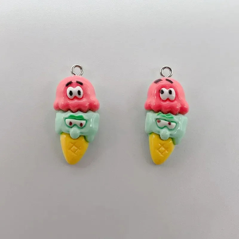10PCS SpongeBob SquarePants Resin Keychain Pendants - Image 7